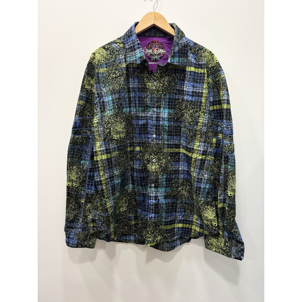 Robert Graham Hofberg Shirt Mens 3XL Rare Plaid Paisley Multicolor Button Up